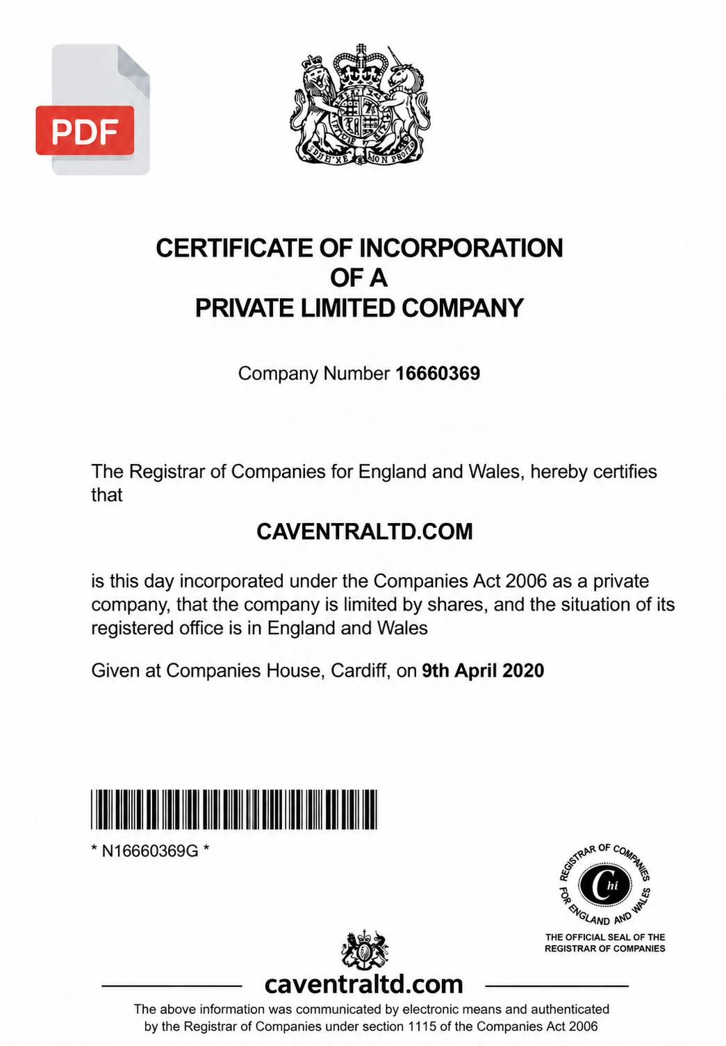 Caventraltd certificate